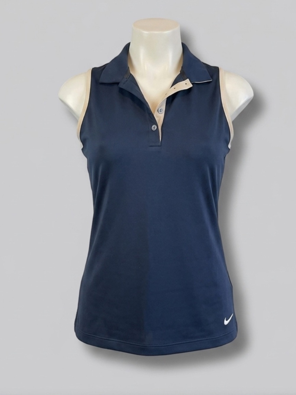 Nike Women's Blue Sleeveless Polo with White Trim